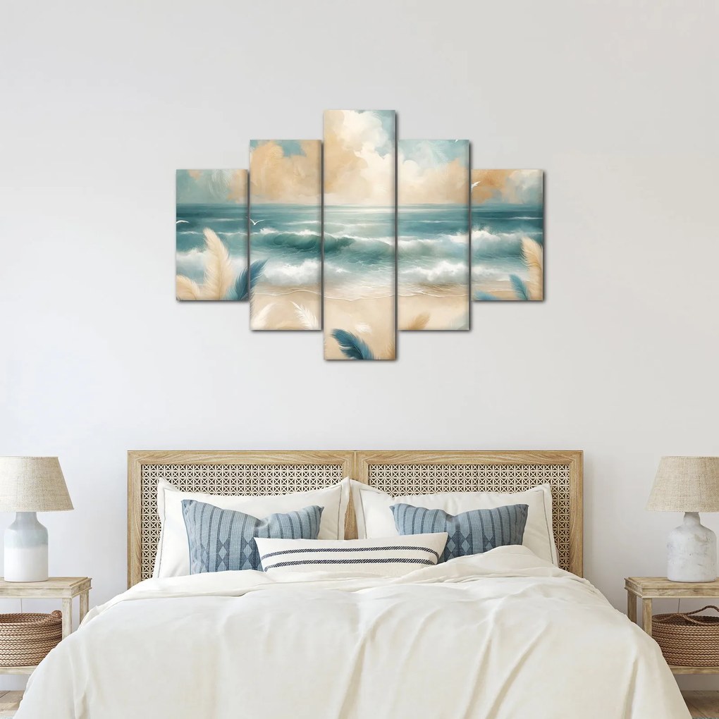 Tablou – Plajă pictată în culori delicate (150x105 cm)