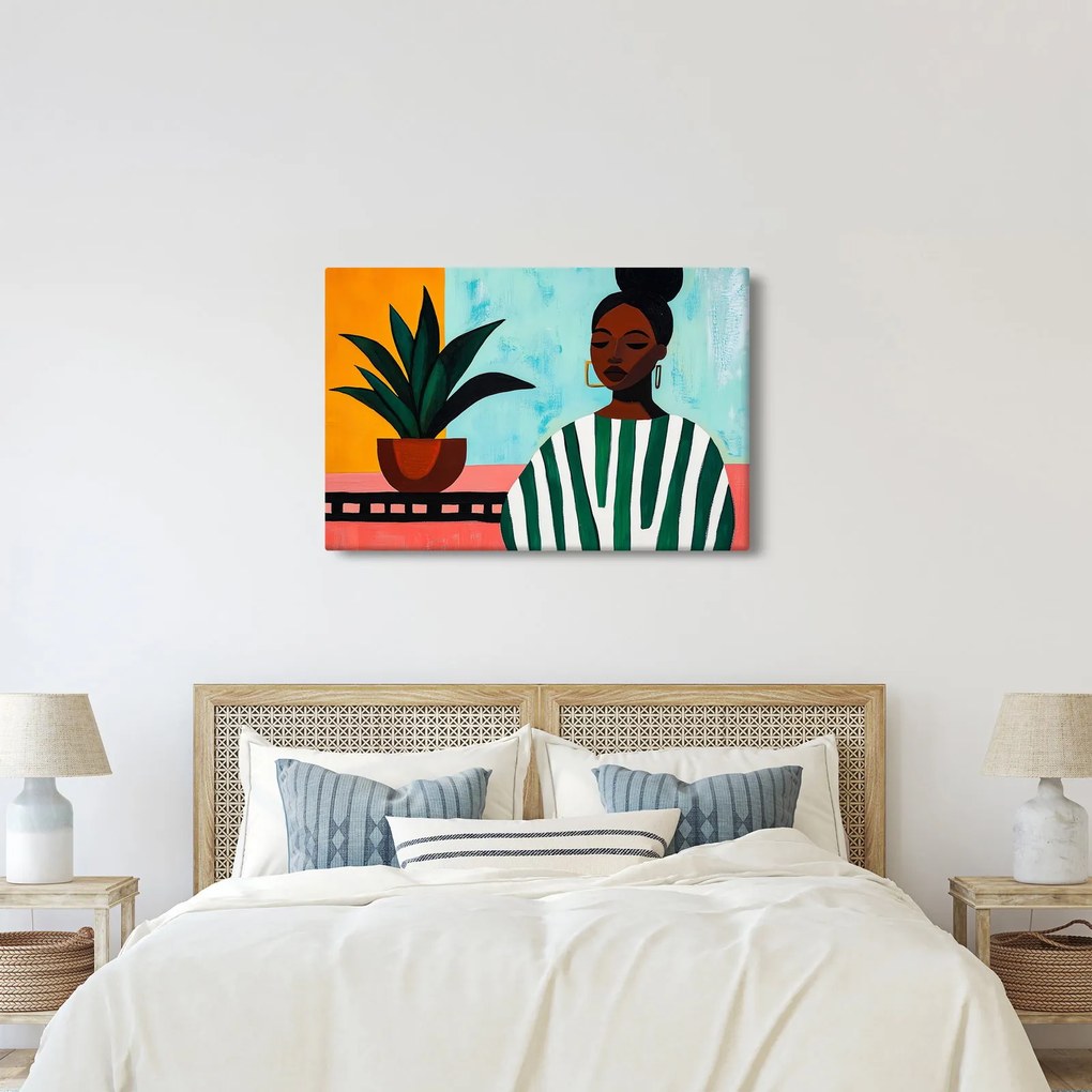 Tablou - Femeie cu floare (90x60 cm)