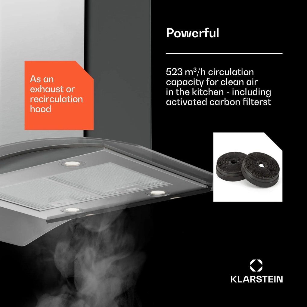 Klarstein Hota, Colette, 90 cm, 600 m³/h, clasa energetică A, oțel inoxidabil, argintie