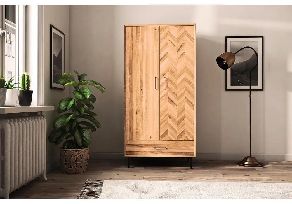 Șifonier din lemn de stejar 97x196 cm Abies – The Beds