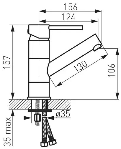 Baterie lavoar FDesign Flusso cu pipa mobila crom lucios