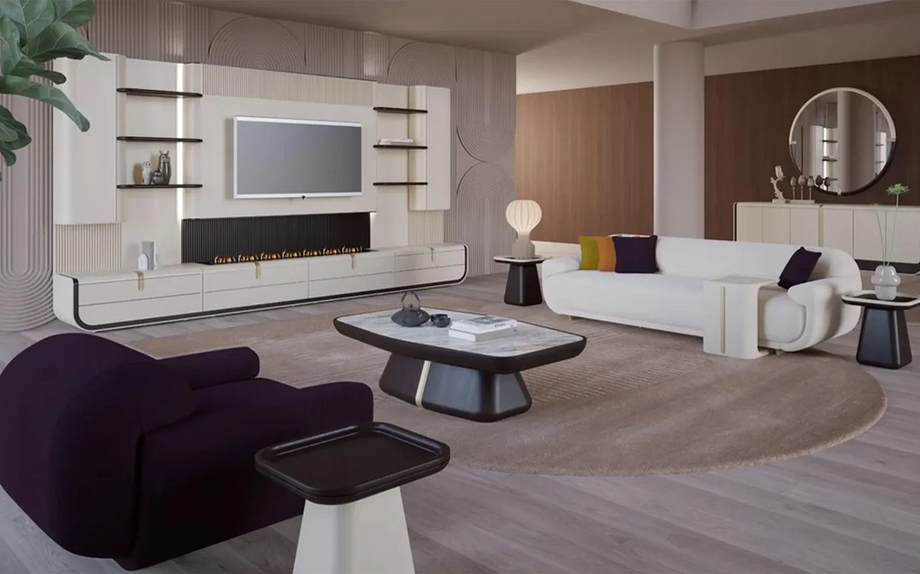 Unitate TV lemn masiv Viera, 400 × 220 × 50 cm