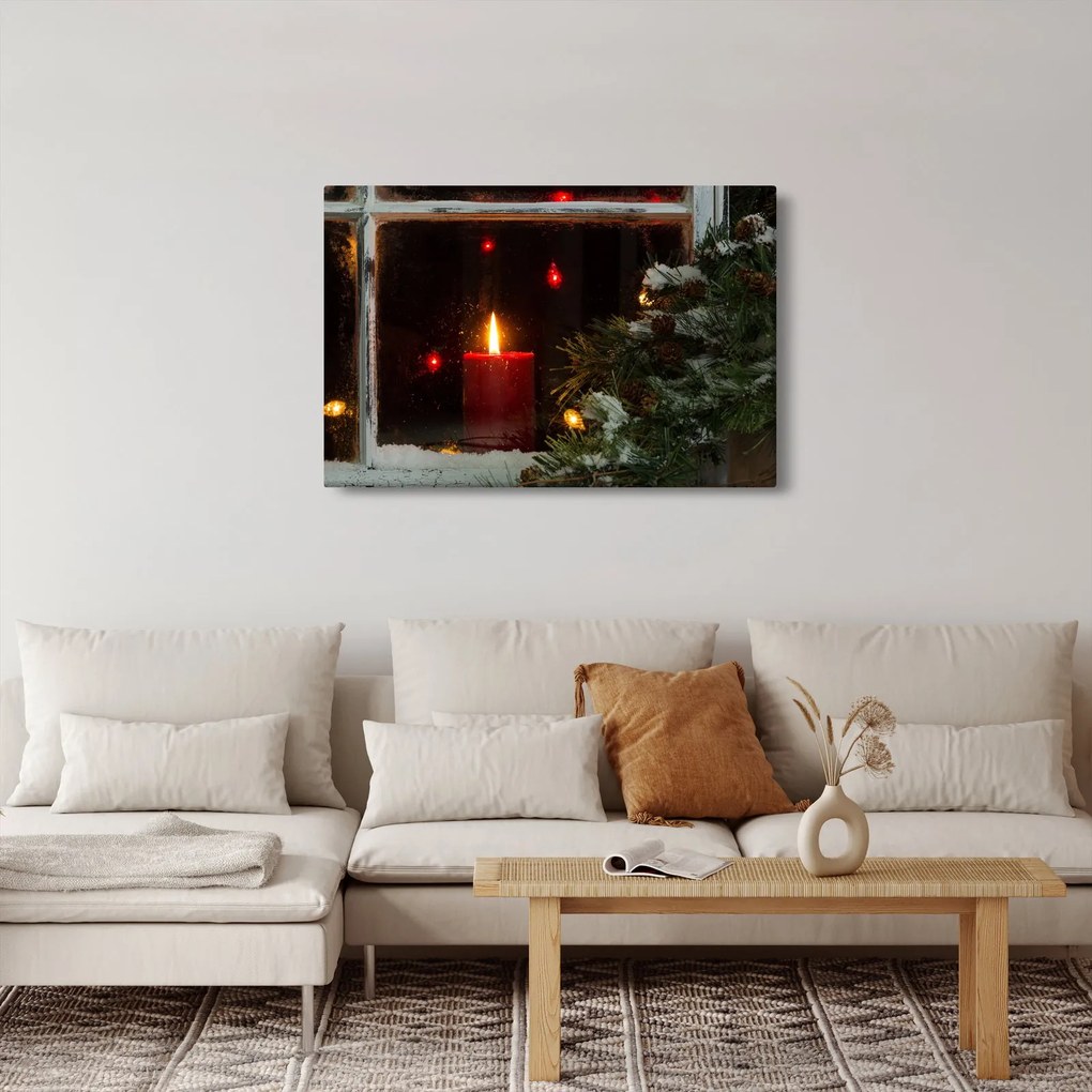Tablou - Lumânare strălucitoare de Crăciun (90x60 cm)