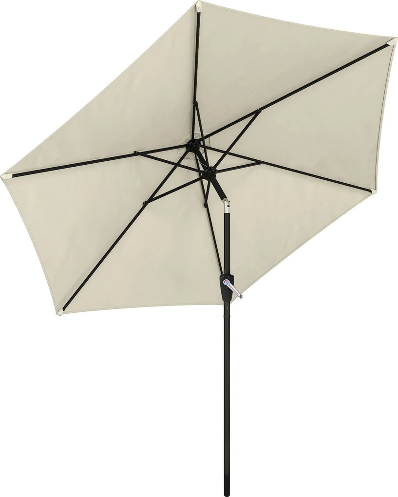 Outsunny Umbrelă de soare 270 cm articulată Umbrelă pentru balcon cu manivelă UV 50+ Umbrelă de grădină Alb-crem | Aosom Romania