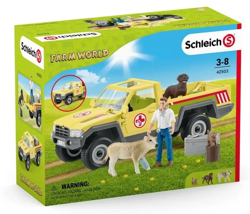 Mașină de teren veterinară Schleich 42503 cu veterinar, 28 x 11 x 10,5 cm