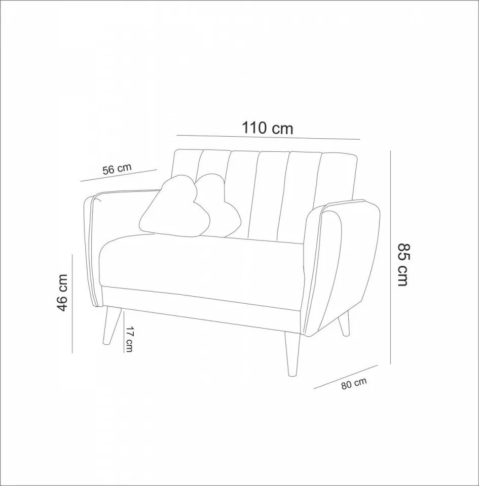 Canapea 2 Locuri, Lemn Solid, Aqua Loveseat, Verde Marin