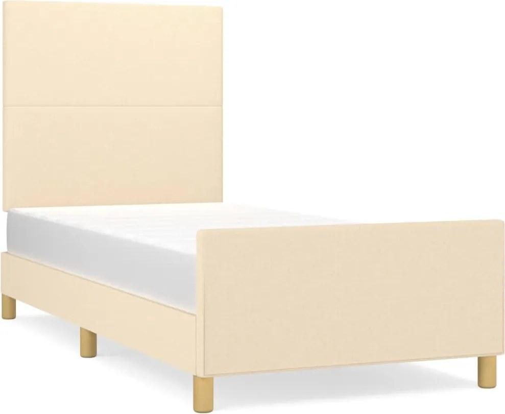 vidaXL Cadru de pat fără saltea cremă 90x200 cm țesătură