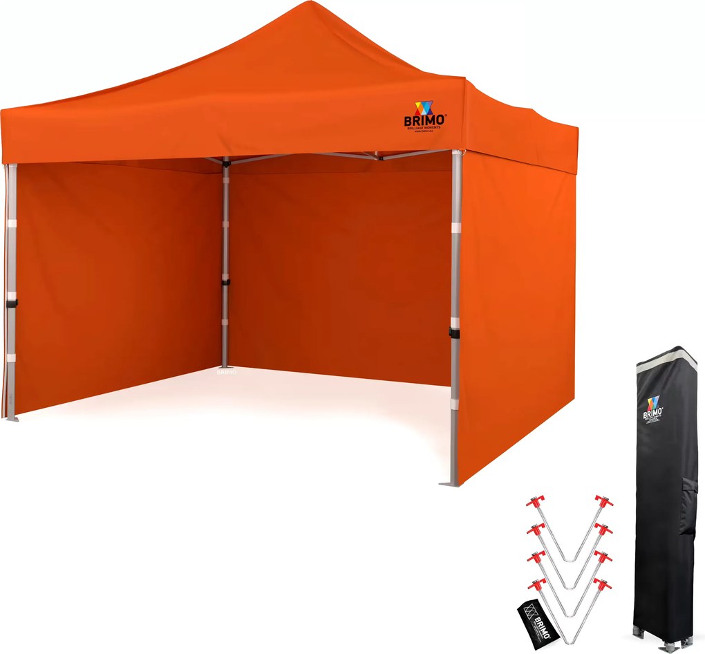Cort de petrecere premium 3x3 m din aluminiu | Rezistență maximă - cu 3 pereți - Portocaliu