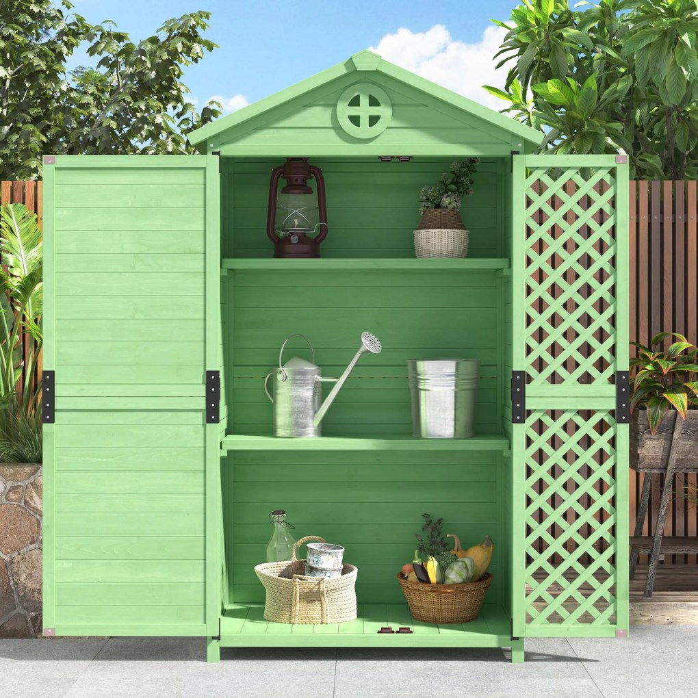 Depozit de mobilier de grădină din lemn pentru exterior, magazie de unelte rezistentă la intemperii, cu mult spațiu de depozitare și construcție din lemn stabilă, 90×56,5×175,3 cm, Verde