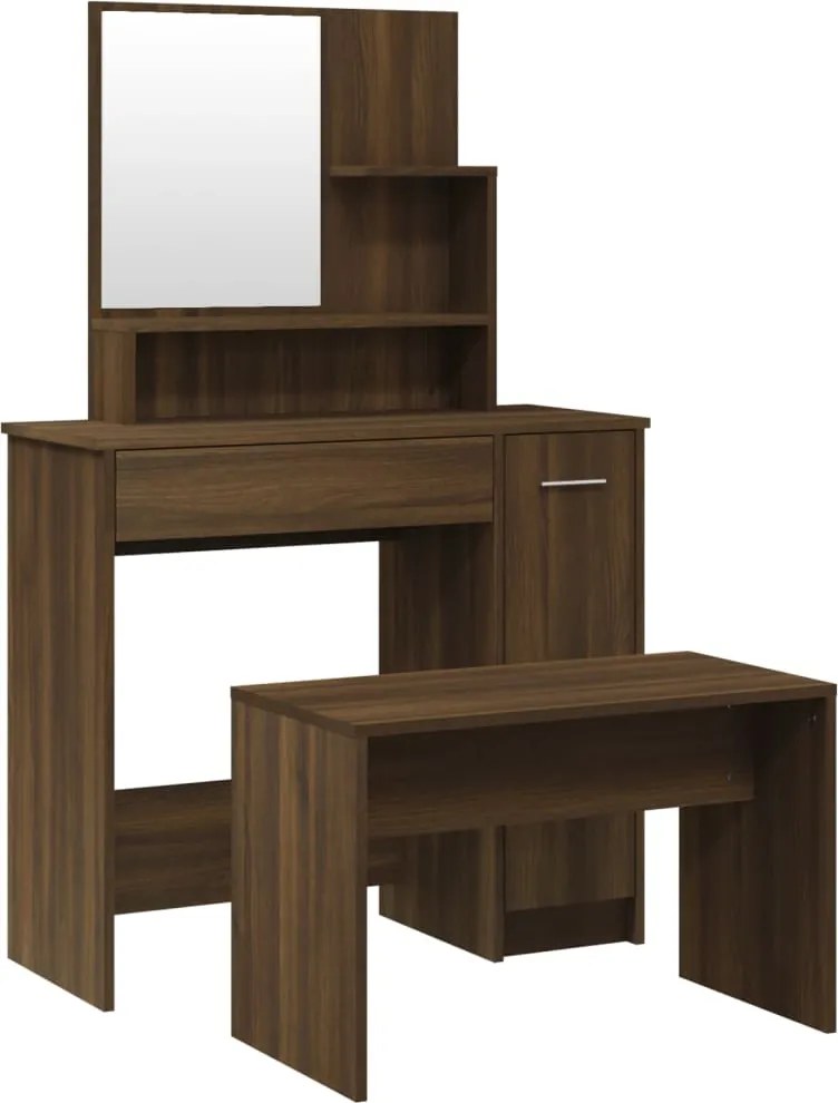 vidaXL Set măsuță de toaletă, stejar maro, 86,5x35x136 cm