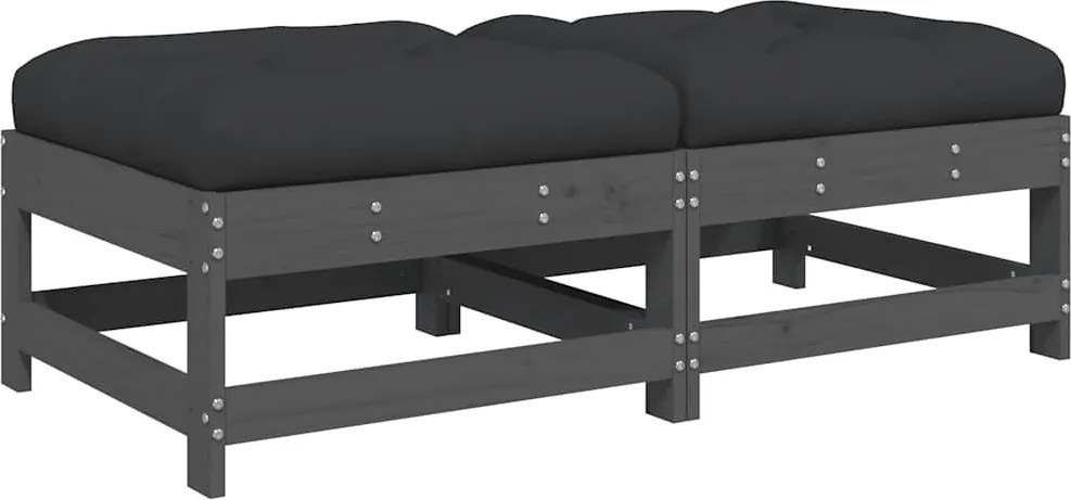 vidaXL Taburete de grădină cu perne, 2 buc., gri, lemn masiv de pin