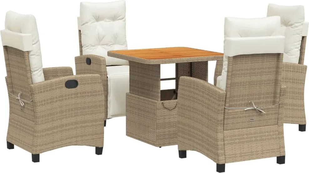 vidaXL Set mobilier de grădină cu perne, 5 piese, bej, poliratan