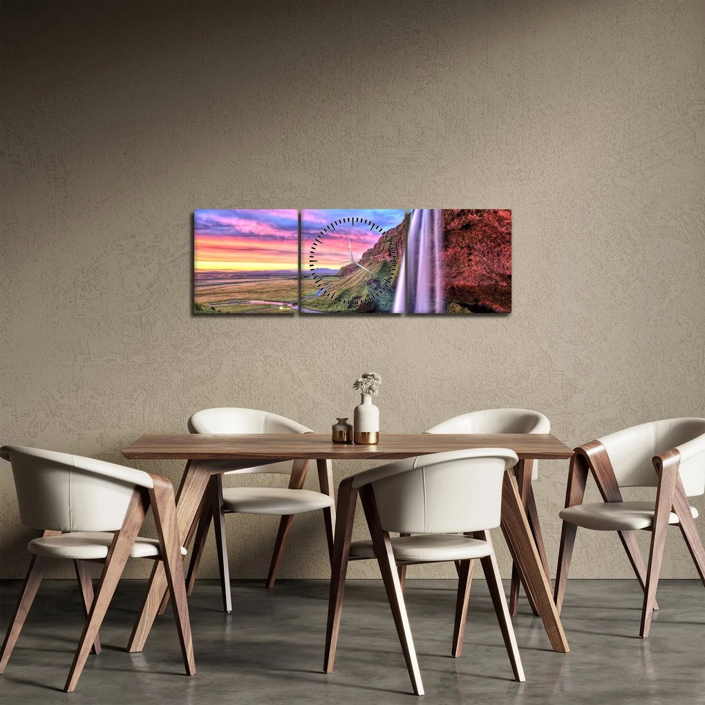 Tablou - Cascada Seljalandsfoss (cu ceas) (90x30 cm)