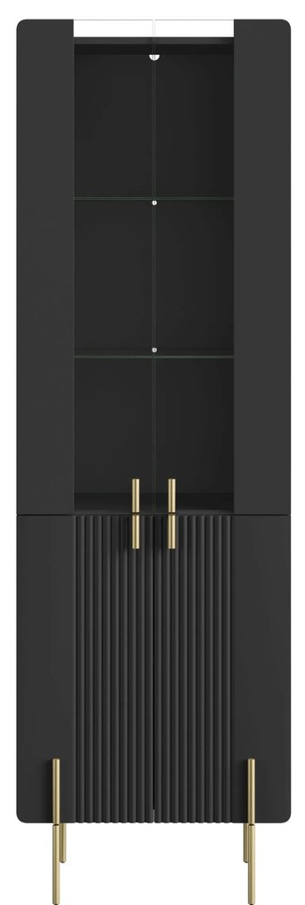Vitrină Malmi 60 cm - negru mat / picioare aurii