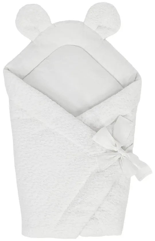Păturică de înfășat albă din material bouclé 35x65 cm – Meowbaby