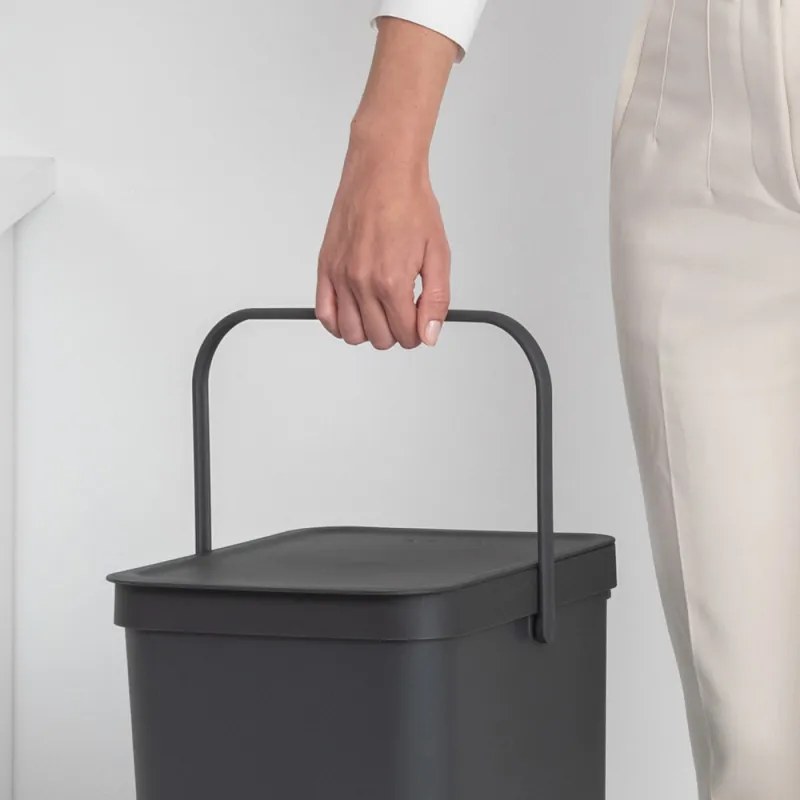 Cos de gunoi colectare selectiva Brabantia Sort&Go 1004140, 40 L, Maner, Montabil pe perete, Gri inchis