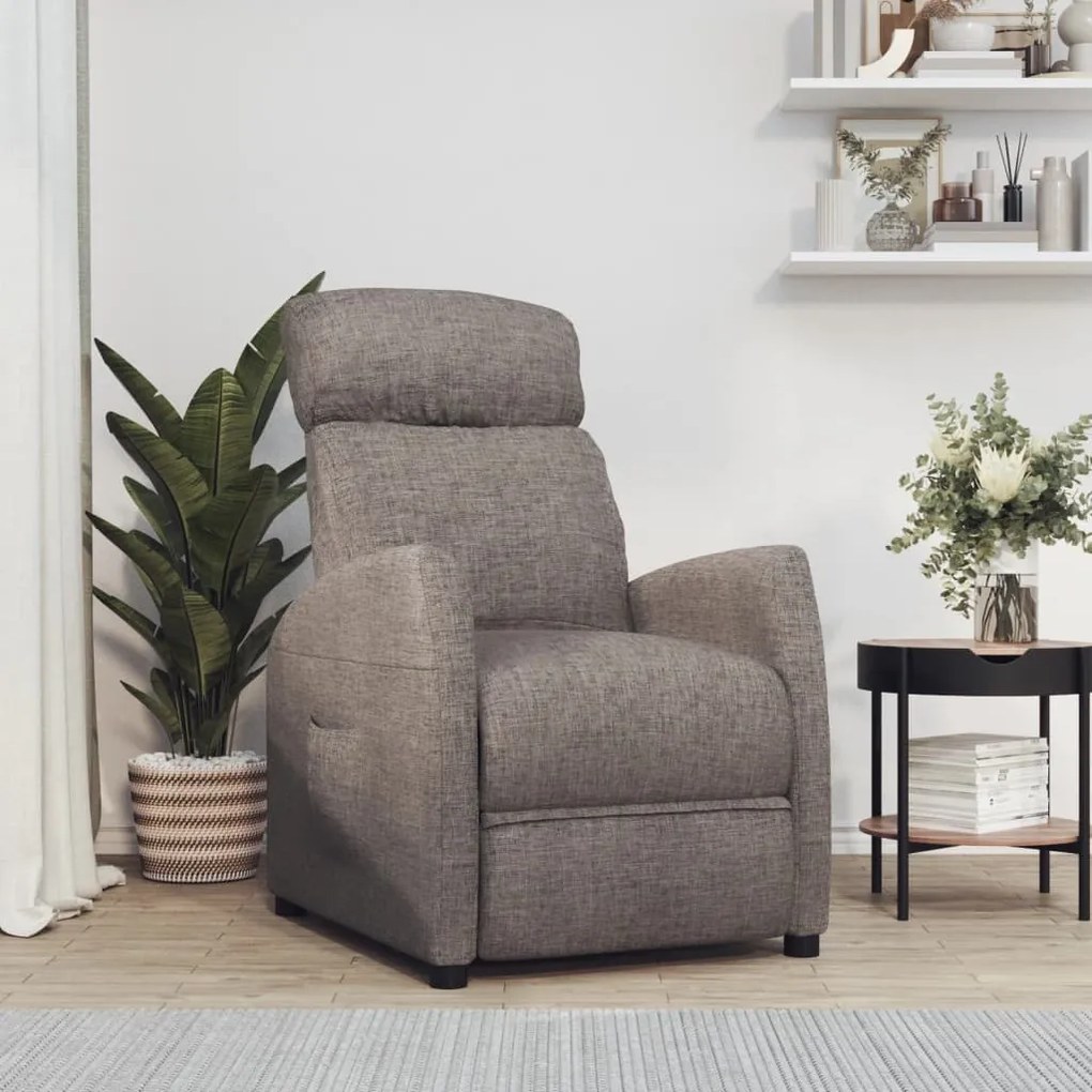 289704 vidaXL Fotoliu rabatabil, gri taupe, material textil