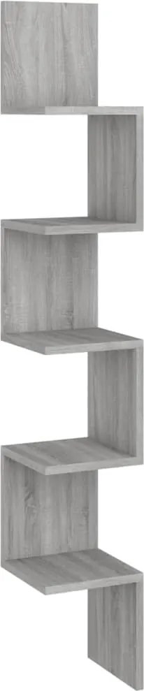 vidaXL Raft de perete de colț sonoma gri 20x20x127,5 cm lemn compozit