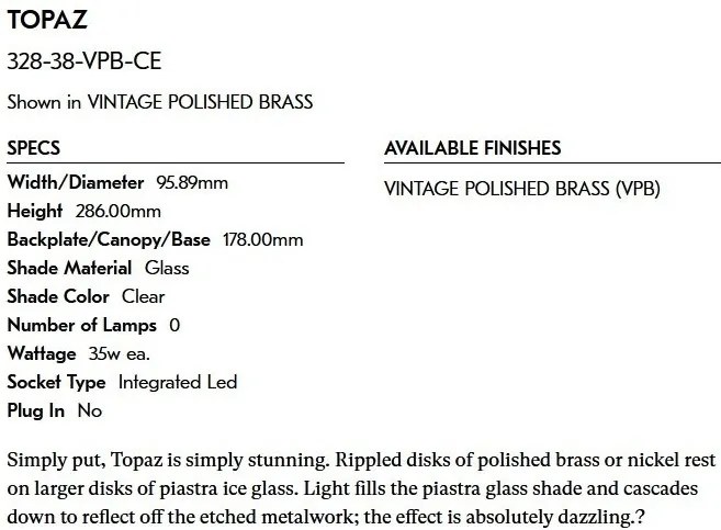 Lustra LED aplicata design LUX, Topaz 328-38-VPB-CE HVL