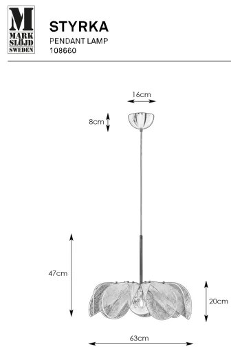 Lustră pe cablu Markslöjd 108660 STYRKA 1xE27/40W/230V d. 63 cm negru
