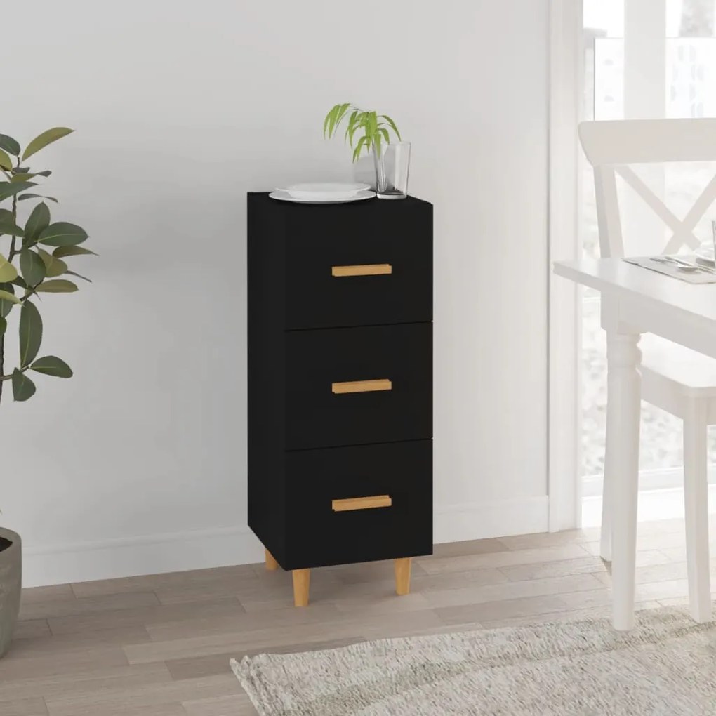 812340 vidaXL Servantă, negru, 34,5x34x90 cm, lemn compozit