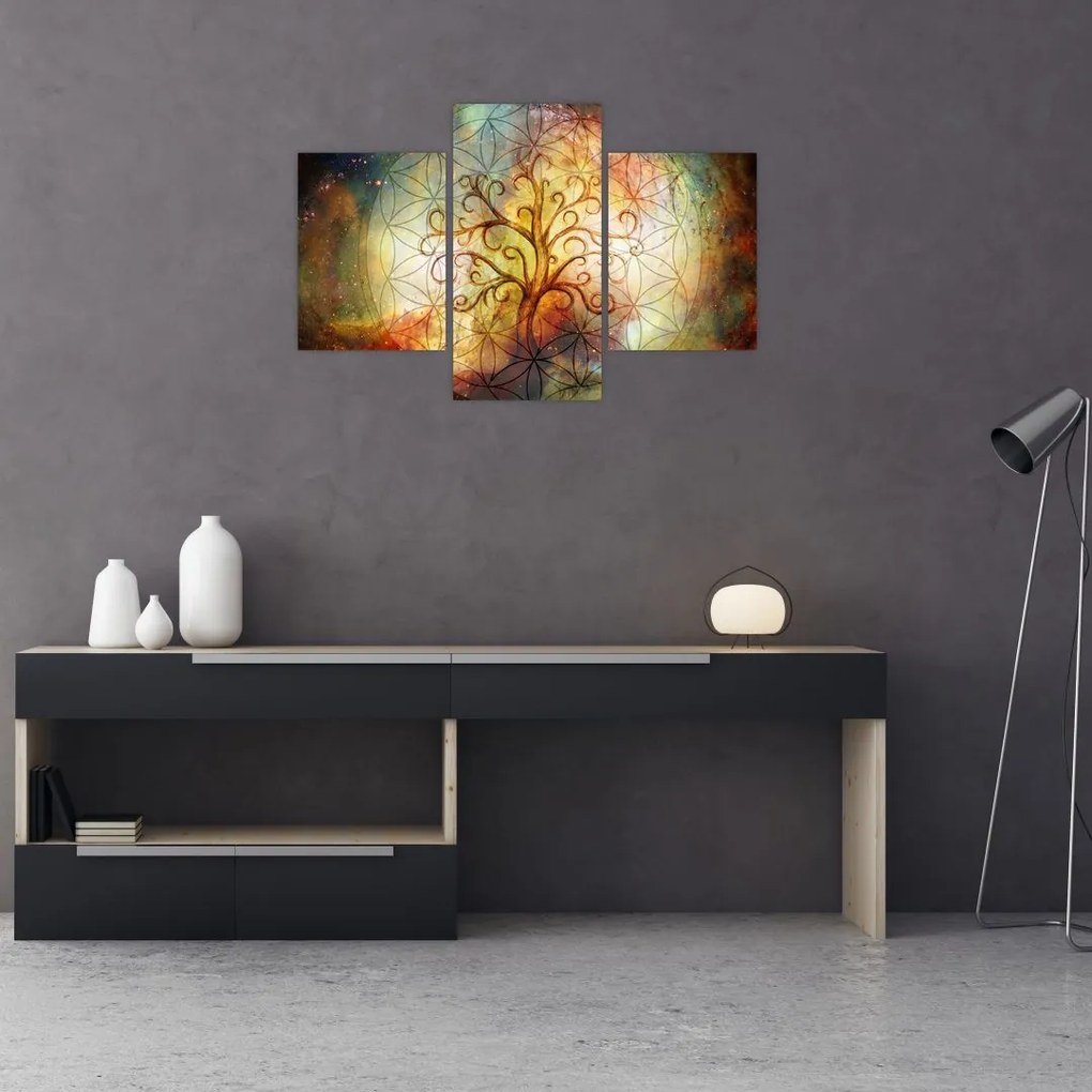 Tablou abstract cu copac (90x60 cm)