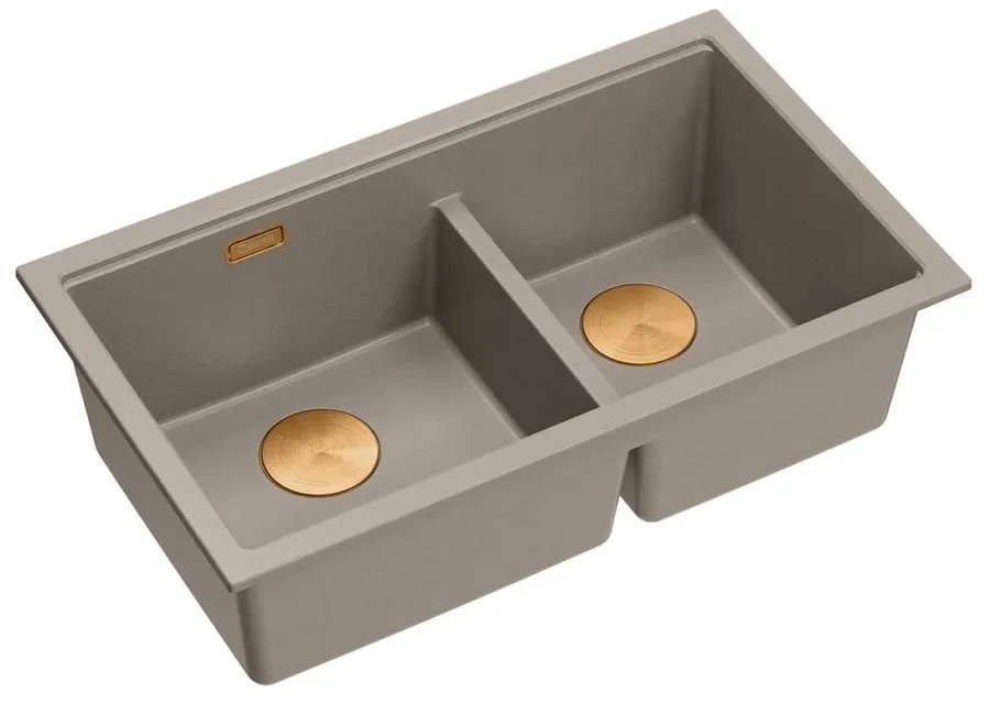 Chiuveta compozit sub blat Quadron Logan 120 bej soft taupe - cupru 76x45 cm