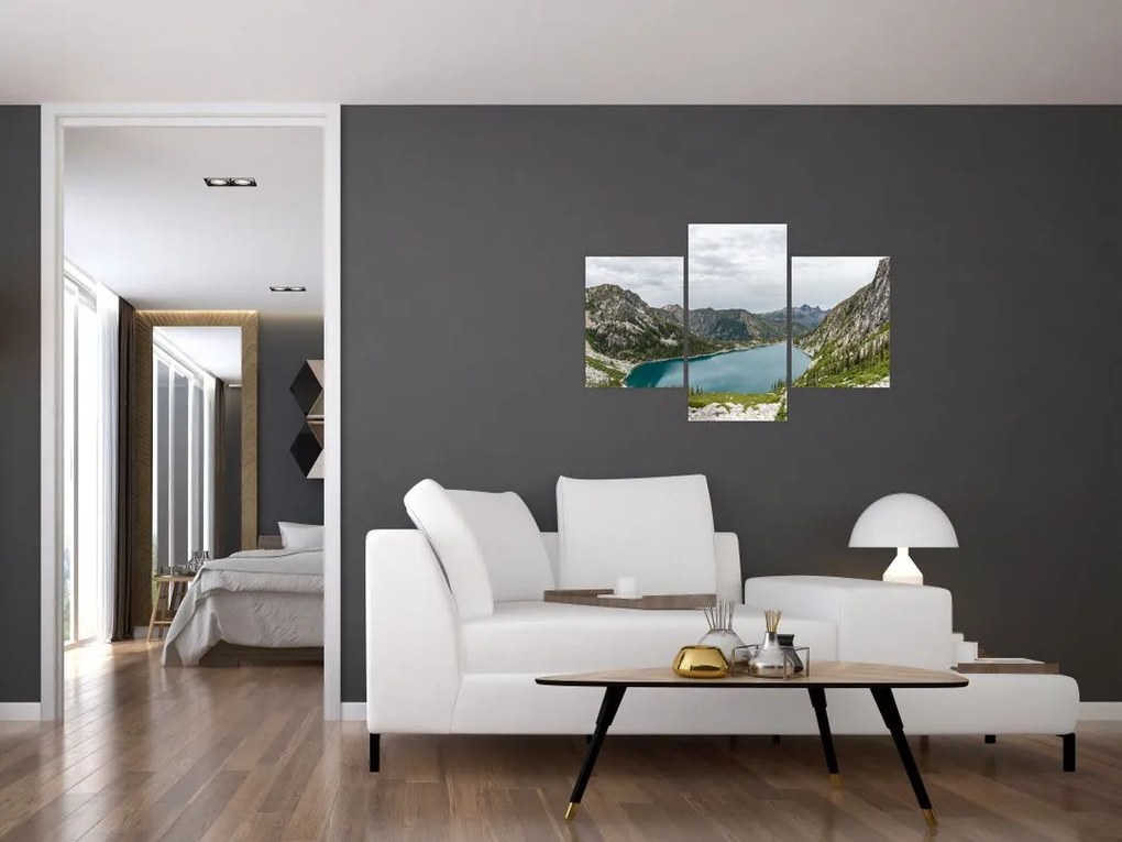 Tablou cu lac în munți (90x60 cm)