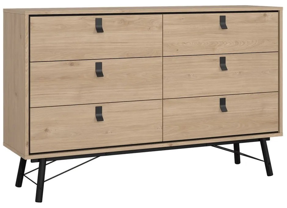 Comodă în culoare naturală joasă cu aspect de lemn de stejar 153x95 cm Ry – Tvilum