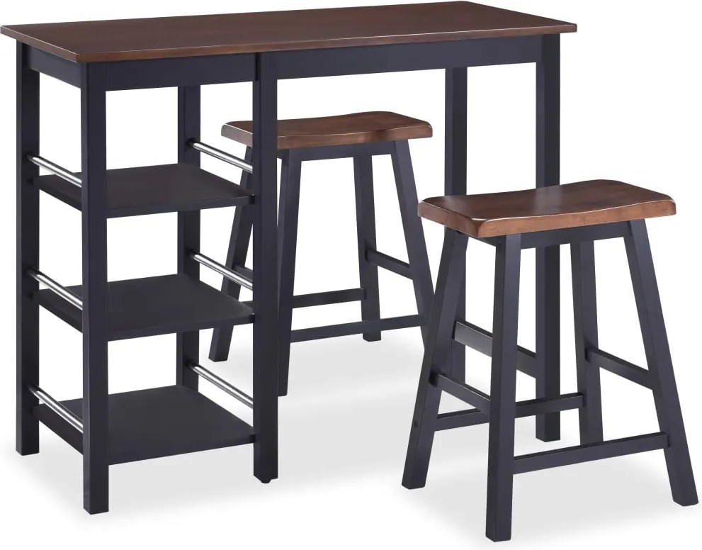 vidaXL Set mobilier de bar, 3 piese, MDF, negru
