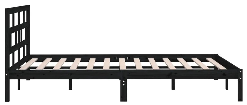 Cadru pat, negru, 140x200 cm, lemn masiv de pin Negru, 140 x 200 cm