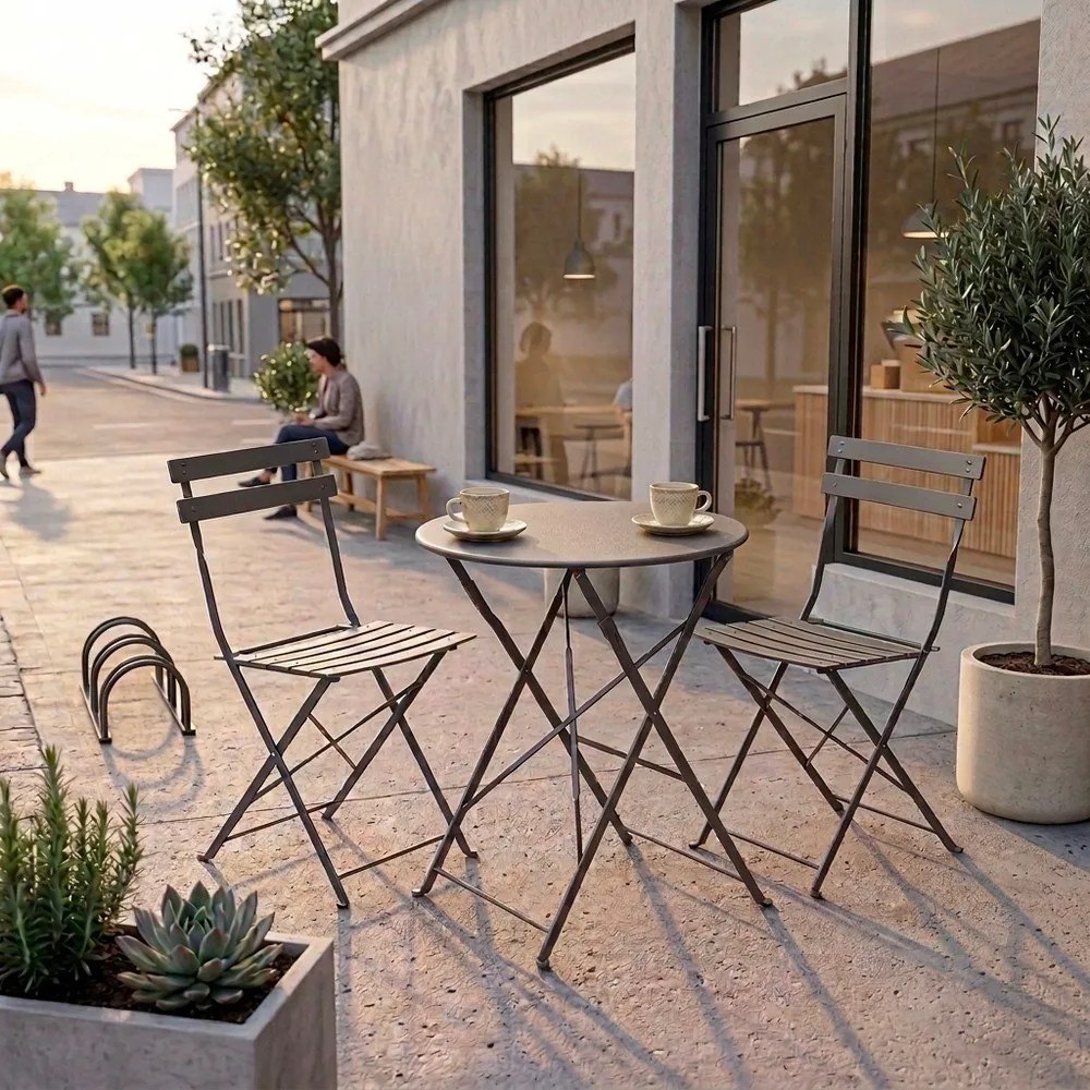 Set de dining pentru grădină gri antracit din oțel pentru 2 persoane Austin – Bizzotto