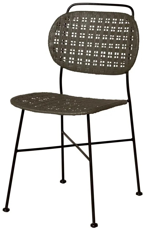 Scaun verde din metal si rattan, "Auro"