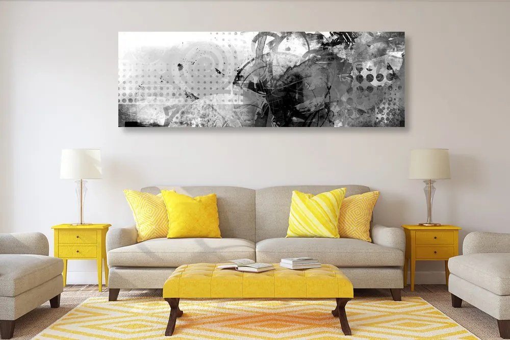 Tablou pictură grafică în design alb-negru