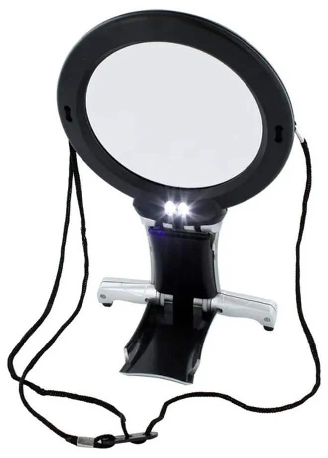 Lupă de gât cu LED dublu, lumină alb rece