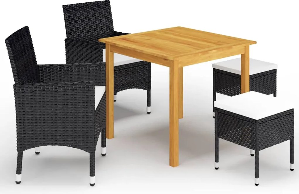 vidaXL Set mobilier de grădină, 5 piese, negru