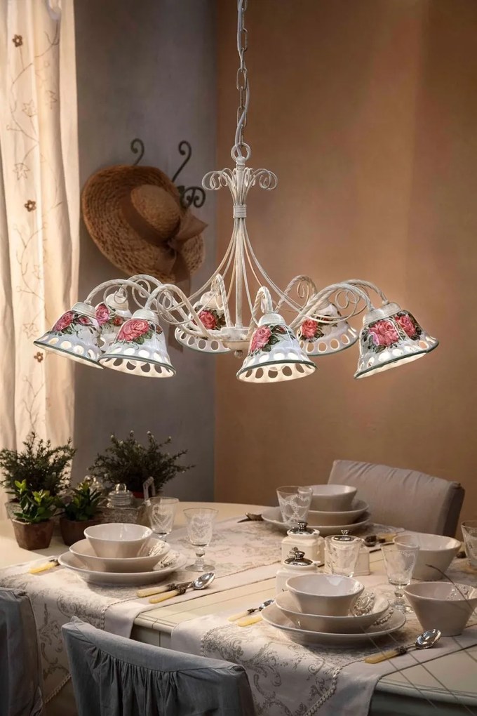 Candelabru 8 brate design clasic realizat manual din ceramica NAPOLI