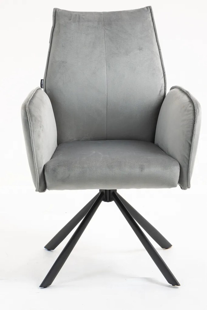 HR280 BAZĂ STEA Scaun Gray din Catifea cu Bază Neagră