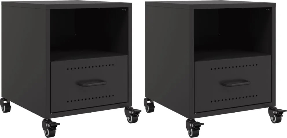 vidaXL Noptiere, 2 buc., negru, 36x39x43,5 cm, oțel