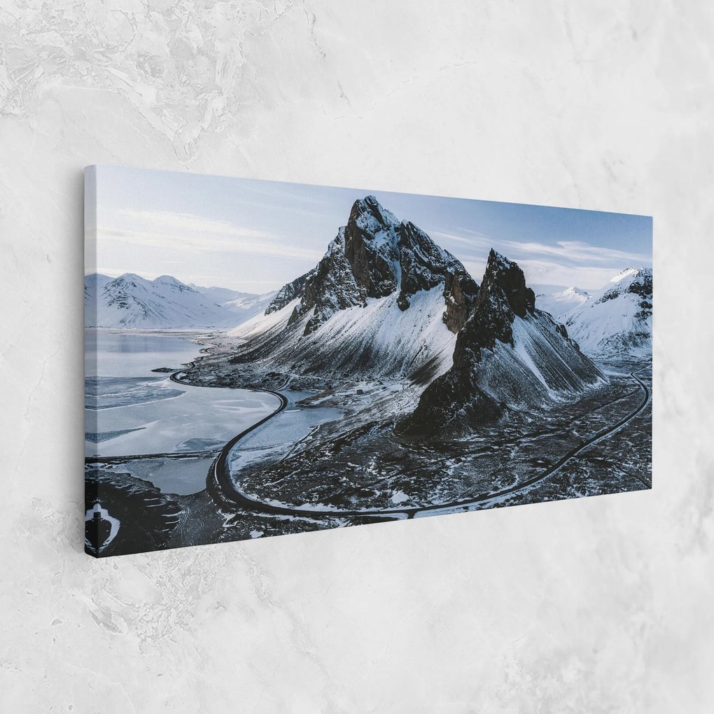 Tablou Canvas, 100x200cm, Dormitor si Living, Peisaje, Munti, Black Snowy Mountain
