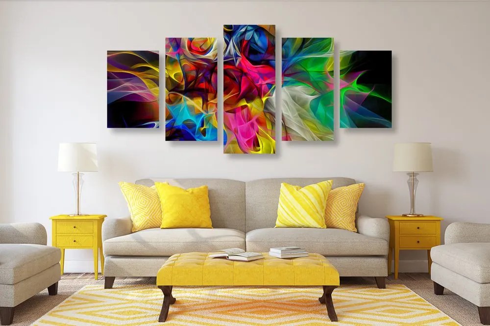 Tablou 5-piese haos colorat abstract