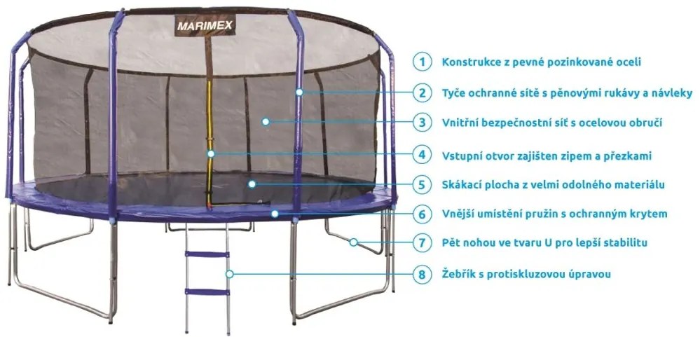 Trambulină Marimex cu protecție interioară a plasei, 457 cm