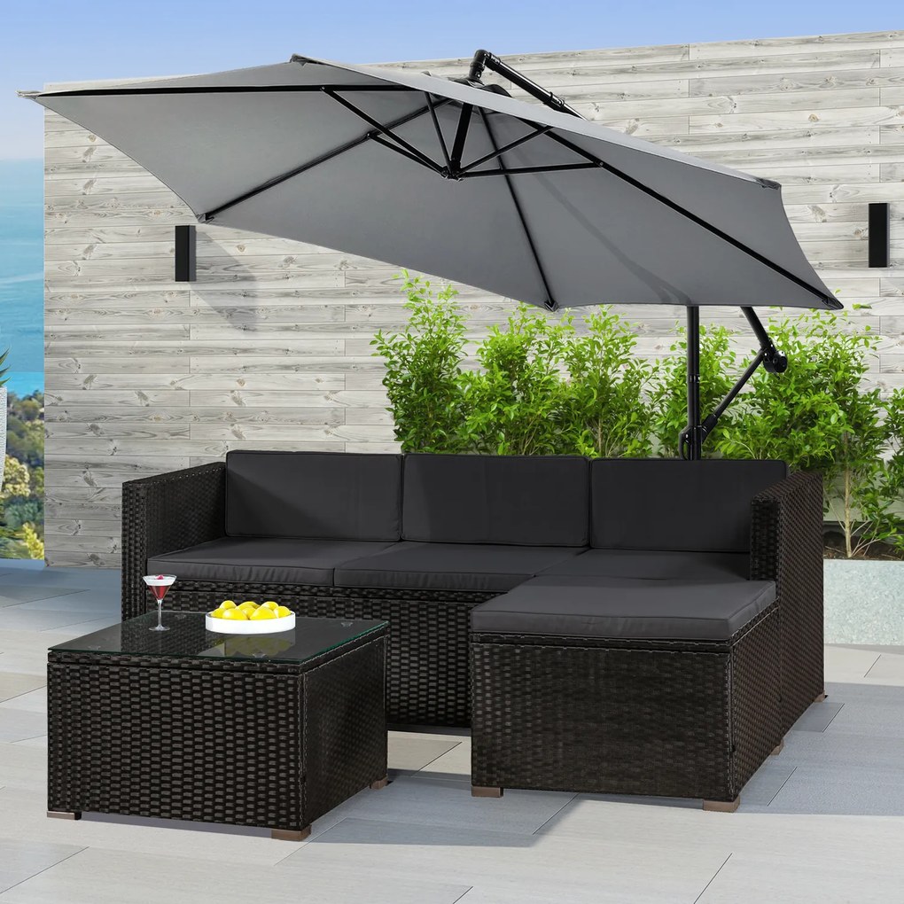 Juskys Set ratan de gradina Punta Cana M - perne negre/antracit