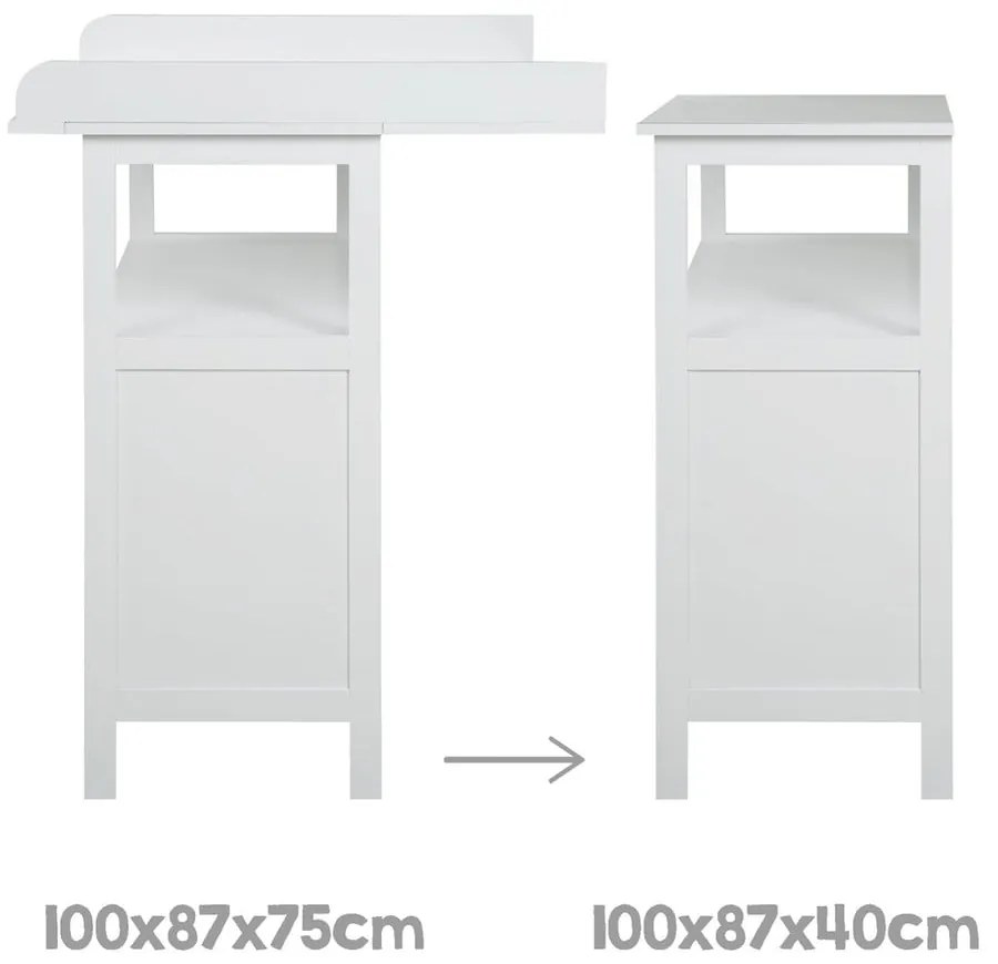 Comodă de copii albă cu masă de schimbat 75x100x87 cm Hamburg – Roba