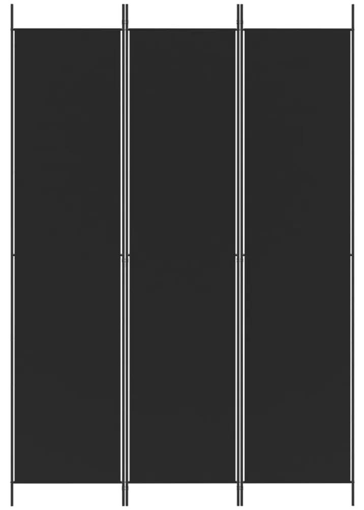 Paravan de camera cu 3 panouri, negru, 150x220 cm, textil Negru, 150 x 220 cm, 1