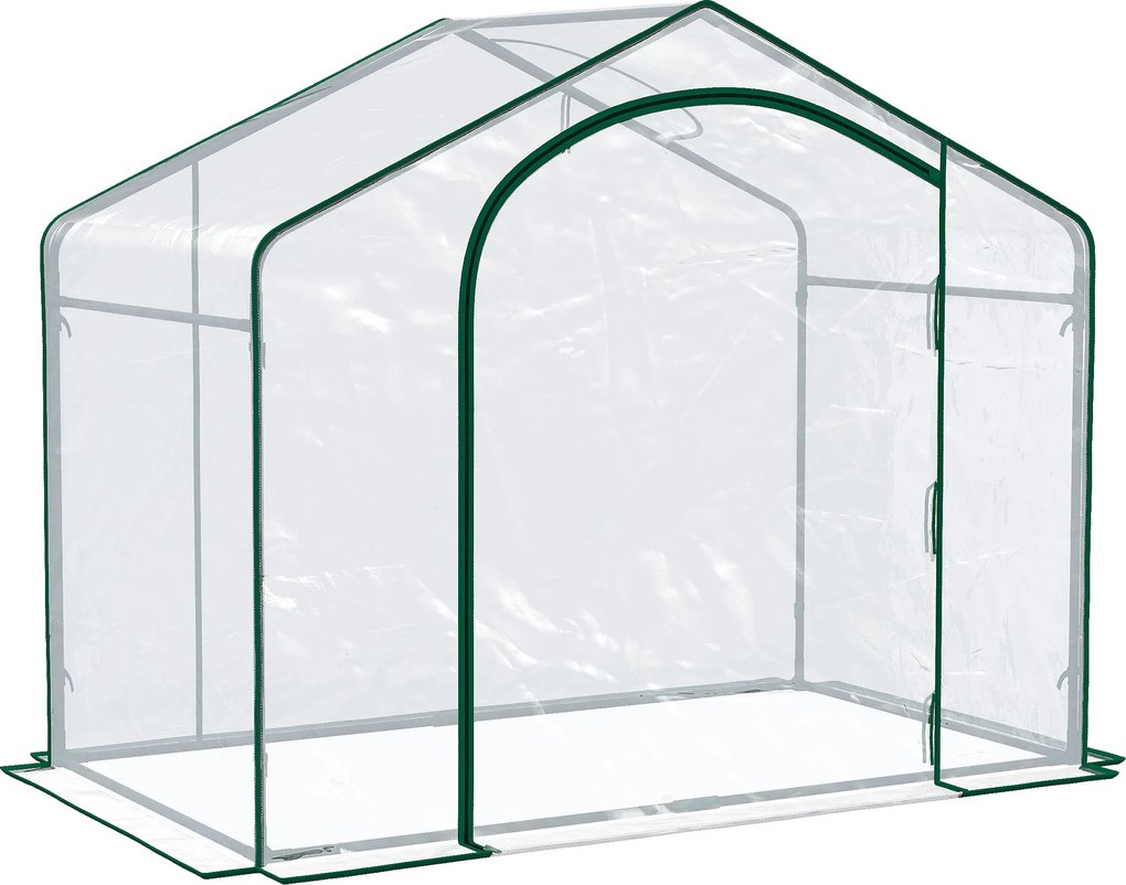 Outsunny Sera Cabina Portabila 6' x 3' x 6', Folie PE, Sera de Gradina cu Cadru de Otel, Usa cu Fermoar, Aerisire Superioara, pentru Flori, Legume, Puieti, Plante Tropicale, Verde | Aosom Romania