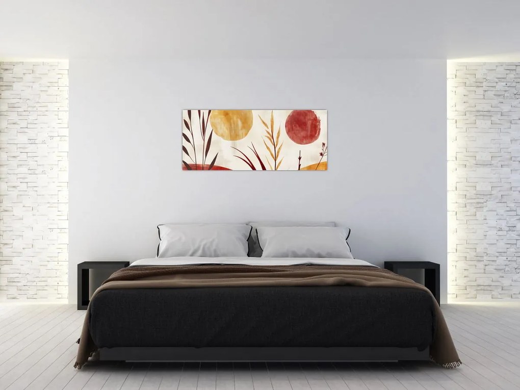 Tablou - Plante și cercuri (120x50 cm)