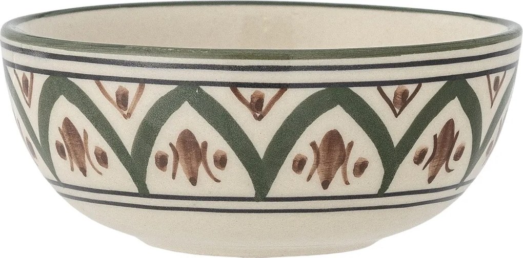 Bol din ceramică, verde, model mediteranean pictat manual, 4 x 10 cm, „Karlie”