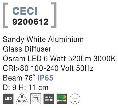 Spot LED aplicat de exterior IP65 CECI alb 9cm NVL-9200612