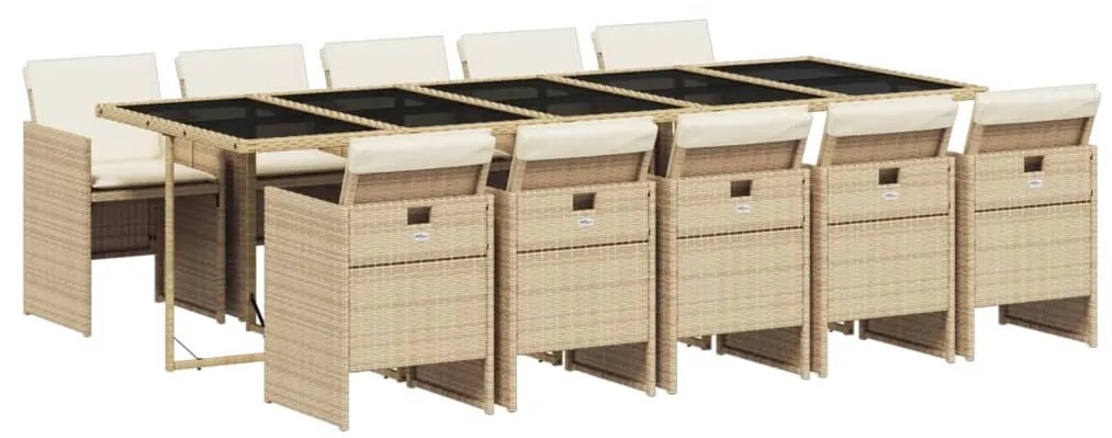 3210574 vidaXL Set mobilier de grădină cu perne, 11 piese, bej, poliratan